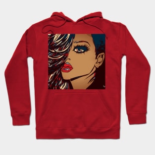 Brown Shades of Beauty Curly Girl Red Lips Hoodie